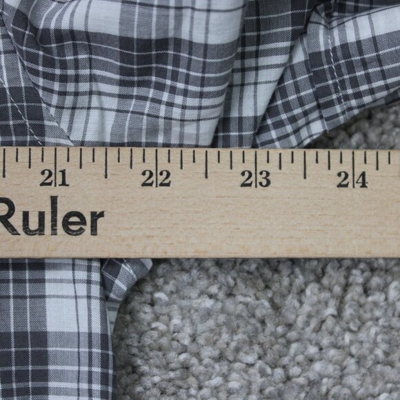 A/X Armani Exchange Shirt Mens Lage Gray/White 100% Cotton Short Sleeve Button - Picture 11 of 13